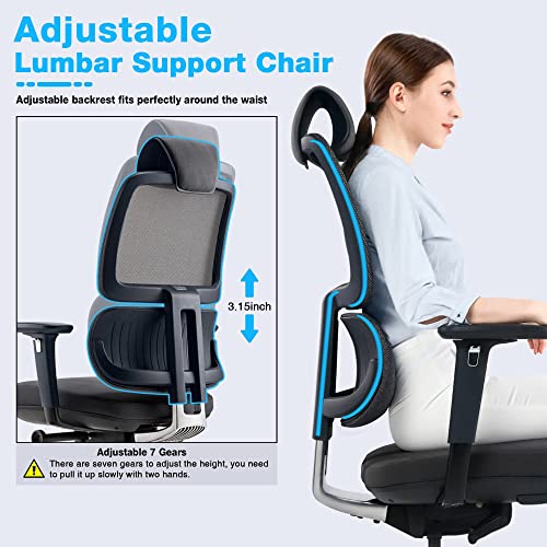 Alfa Furnishing Ergonomic Desk Chair, Executive Office Chair With Adjustable Lumbar Support, 3D Armrest, High Back Computer Chair With Sliding Seat, Rolling Swivel Home Desk Chair, Gaming Chair #TOP1