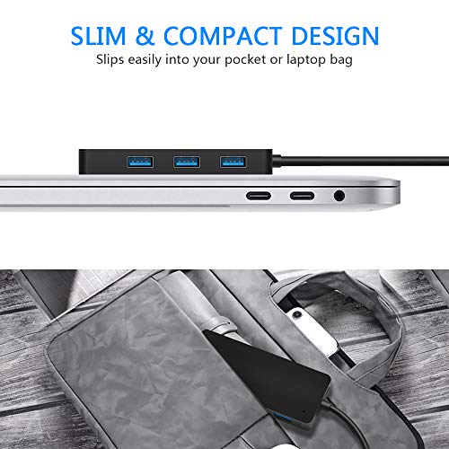 Micro USB OTG to Type C Adapter, Opluz 3-Port 6 IN1 USB/USB C HUB Adapter Fast Speed 5Gbps, Card Reader Read 2 Cards Simultaneously CF/TF/SDXC/SDHC/SD/MMC/Micro SDXC/Micro SD/Micro SDHC/MS/UHS-I