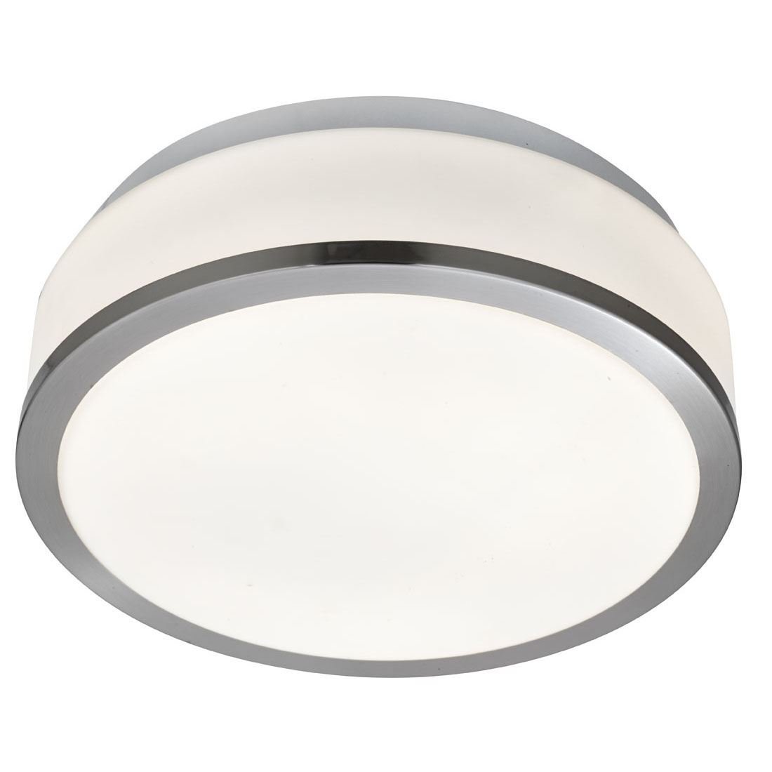 Search Light Silver Searchlight Bathroom - Ip44 2 Light Flush, Opal White Glass Shade With Satin Trim 7039-23Ss