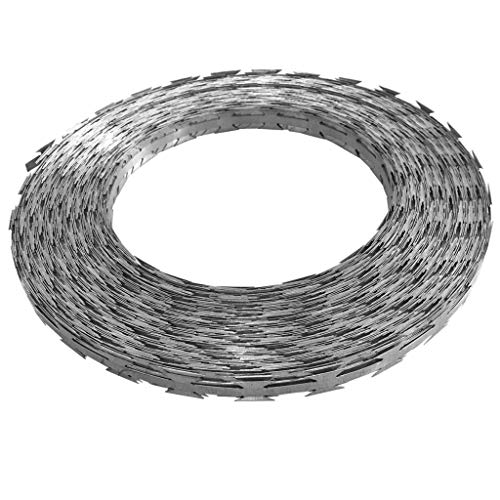 Festnight Razor Wire Galvanized Barbed Wire Razor Ribbon Barbed Wire Coil Diameter 19,7 inches Wire Length 1640.4 Feet