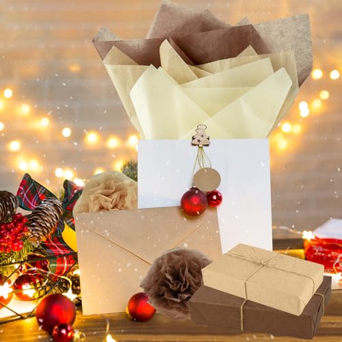 Image of NEBURORA Assorted Brown Tissue Paper Set 60 Sheets Gift Wrap Paper Retro Brown 3 Colors for Fall Harvest Holiday Graduation Weddings Birthday Construction Party DIY Decorations