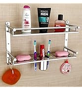 Oslen Stainless Steel 2 Layer Wall Mounted Bathroom Rack and Shelf Bathroom Storage Racks and She...