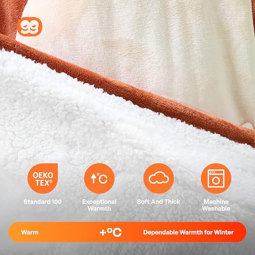 Image of Giggling Getup Wearable Blanket Hoodie for Women Men Sherpa Fleece Hooded Blanket Sweatshirt Warm Cozy Sherpa Wearable Throw Oversized Hoodie with Giant Pocket & Sleeves for Adult Christmas Reindeer