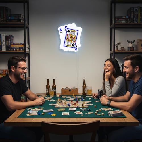 Image of inchA,K inchPoker Neon Signs for Wall Decor LED Playing Cards Neon Light for Poker Room Casino Bar Man Cave Decorations Bedroom Birthday Party Gift for Teens Poker Players