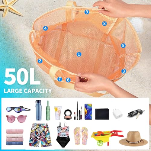 Mesh Beach Bag Vacation Essentials - Large Tote Pool Bag for Women Vacation Essentials Beach Accessories3