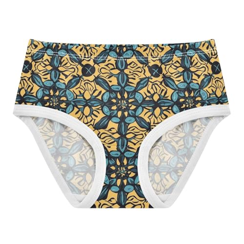 ZZKKO Vintage Yellow Blue Floral Pattern Girls Underwear Toddler Panties for Girls Comfort Brief Size 2-8T