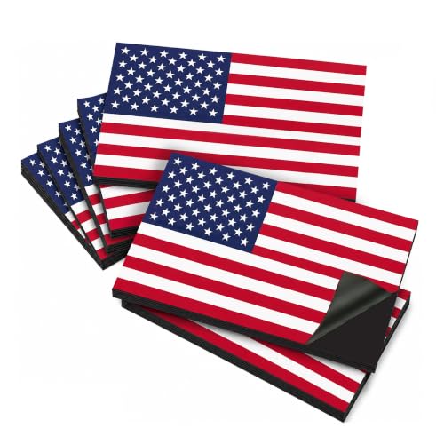 Image of American Flag Car Magnet 3x5 Inch 50 Pack, Red White & Blue, Made in USA | Heavy duty magnetic decal for car, truck, SUV, mailbox or any magnetic surface, patriotic gift