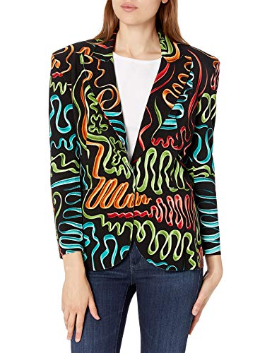 Norma Kamali Women's Blazer, Multi Squiggle, M/38