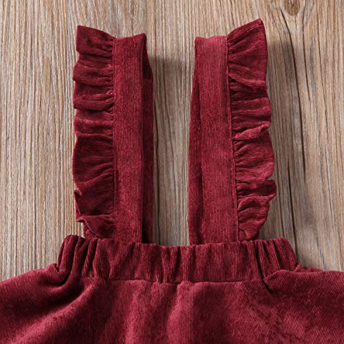 Image of Specialcal Baby Girls Velvet Suspender Skirt Infant Toddler Ruffled Casual Strap Sundress Summer Outfit Clothes