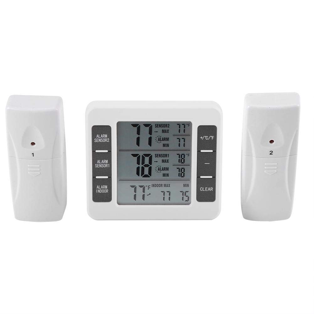 Termometro digitale per frigorifero, allarme acustico digitale senza fili, termometro per frigorifero e congelatore, con sensore 2 pezzi, display min/max.