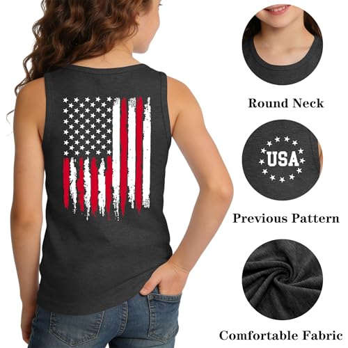 Image of Ithalt Girls 4th of July Tank Top for Kids Boys USA Patriotic Shirt American Flag Tshirt Red White and Blue Sleeveless