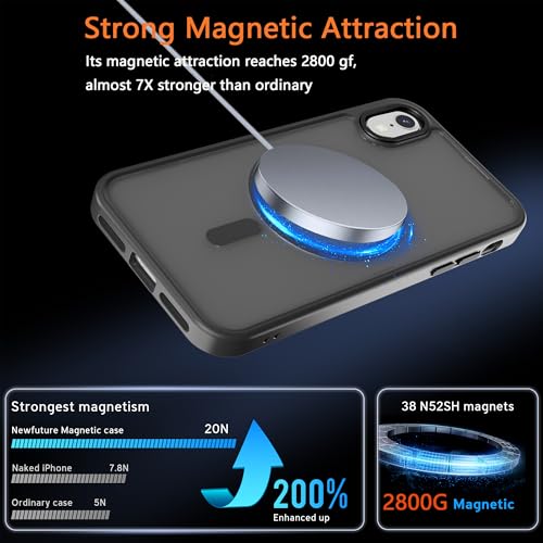 Image of Magnetic iPhone XR case,Compatible with Magsafe, Military-Grade Protection,Slim Translucent Matte Shockproof with Anti-Scratch Anti-Fingerprint Phone Cover (Black, iPhone XR)