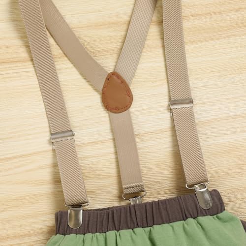 Image of Baby Boys 1st Birthday Cake Smash Outfit Hungry Caterpillar Bodysuit Bloomers Adjustable Y Back Suspenders Clothes Set