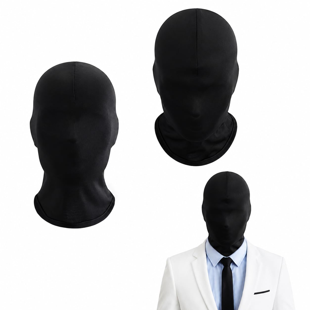 Gryphix Black Full Face Cover 2 Pack Spandex Hood Balaclava Mask