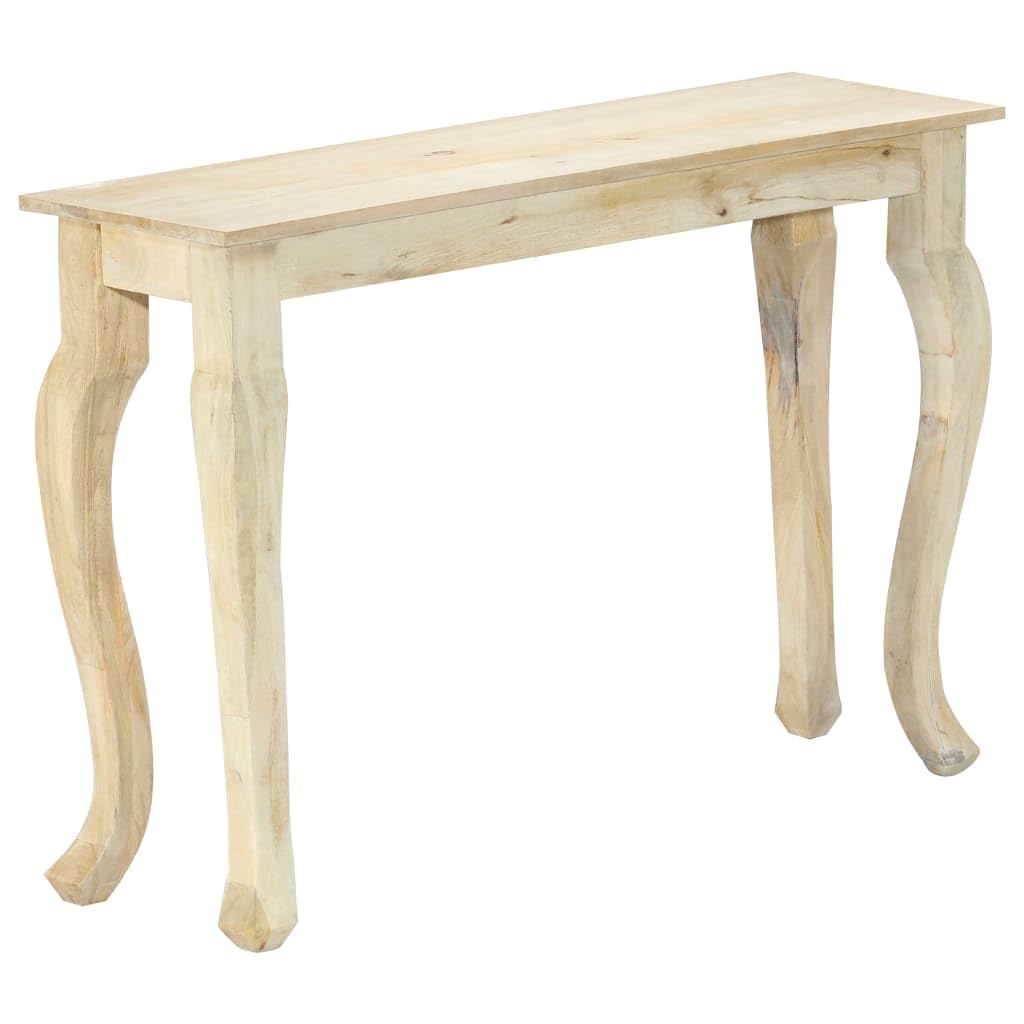 Mesa consola de 110 x 35 x 77 cm, madera maciza de mango, mesa auxiliar clásica con líneas curvas, elegante mesa de pasillo de madera de mango resistente para salón y vestíbulo