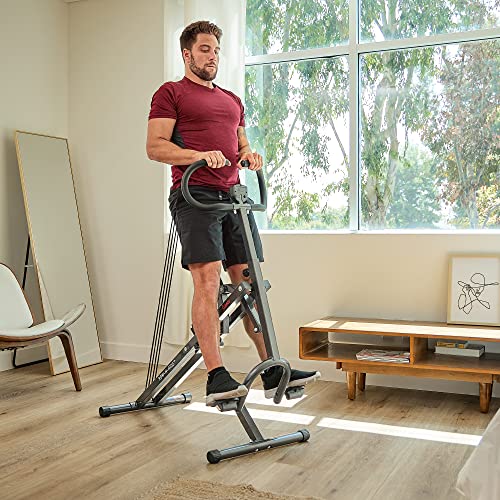 Image of Sunny Health & Fitness Row-N-Ride Squat Machines, Adjustable Resistance and Seating /Handle for Home Glutes Training, SunnyFit App Access Included