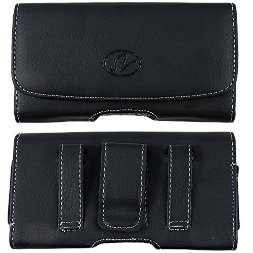 [Rhino]XL Size Leather Case Holster Cover Side Pouch with Belt Clip & Belt Loot for samsung galaxy S5 S 5 I9600(fits the Phone + otter box / commuter case / dual layer hybrid case)