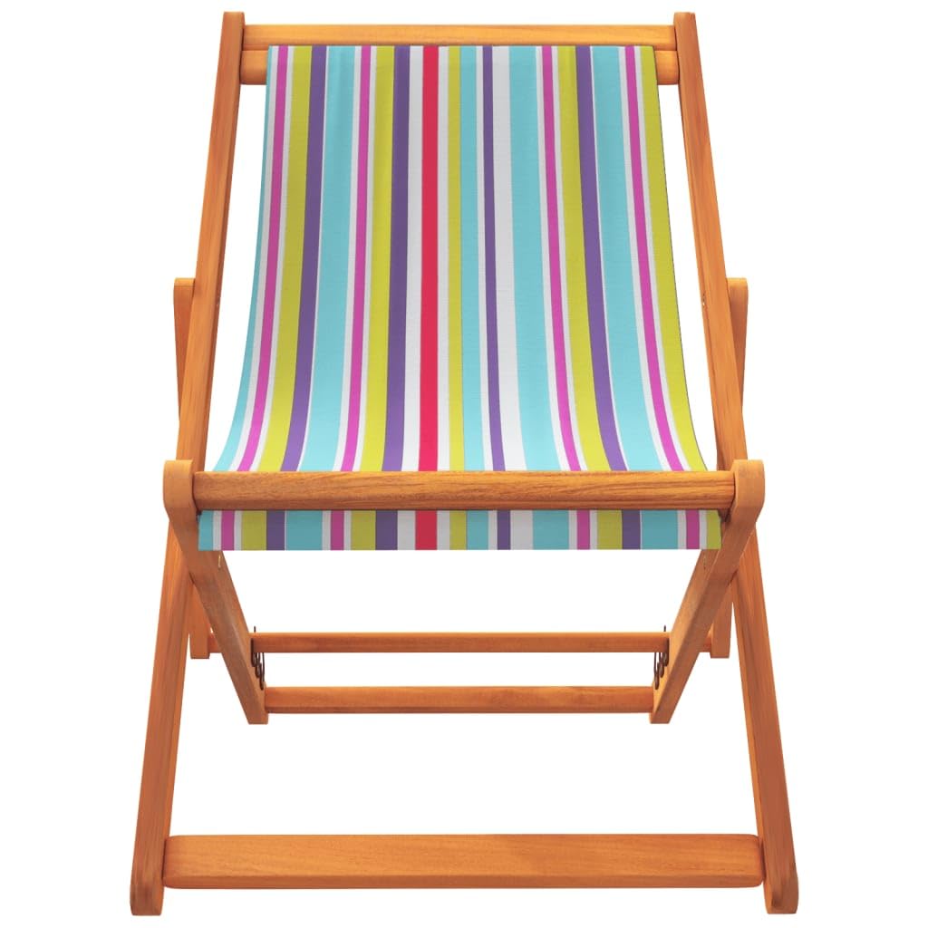 Tomostar Lot de 2 Chaises Longue Pliante en Bois, Bain de Soleil Transat Chilienne Multicolore Tissu