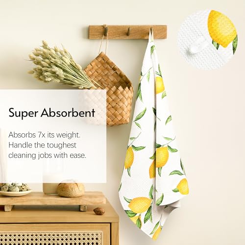 Image of Eulnars Kitchen Towels, Premium Dish Towels for Kitchen Drying, 18 inch x 30 inch Microfiber Kitchen Towel Set, Quick Dry Tea Towels, Watercolor Lemon Series, 2-Pack