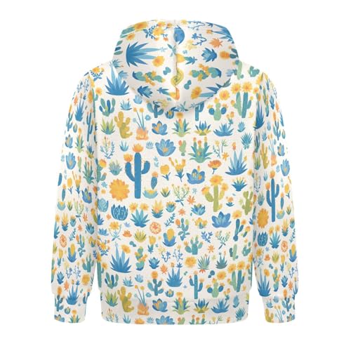 KLL Colored Succulents and Cactus Floral Unisex Girls Boys Sweatshirts Casual Hoodies with Kangaroo Pocket2