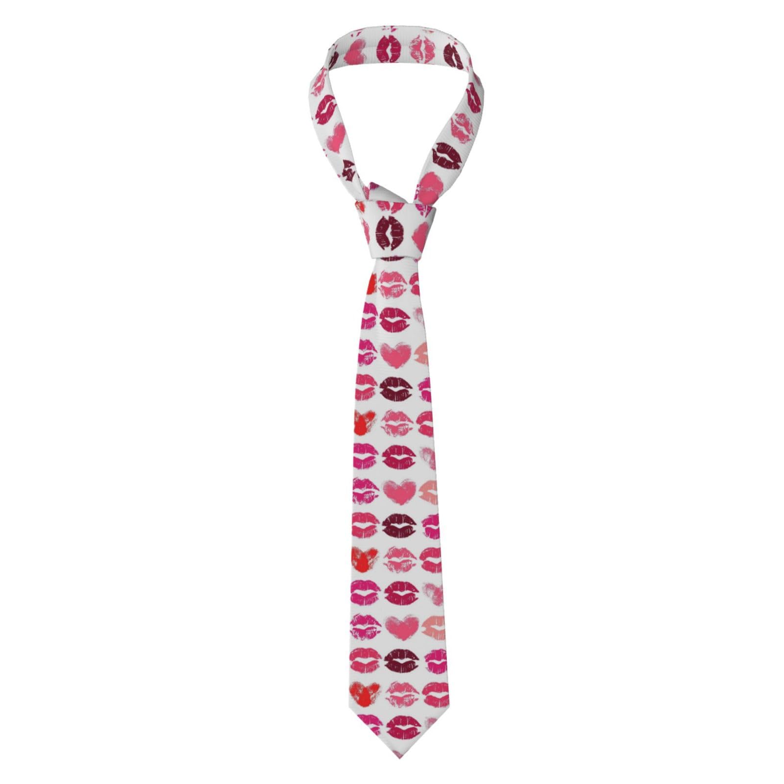 Men'S Necktie Lipstick Kiss Heart Classic Silk Tie Neck Ties Classic Design Satin Print Tie Formal Neckties For Men