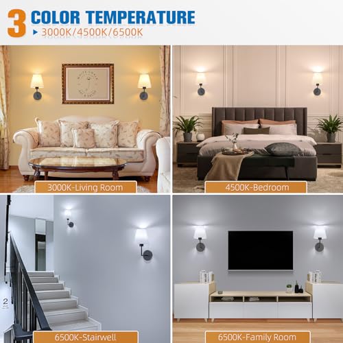Image of NIORSUN 13.8 inch Battery Operated Wall Sconce Set of 2,Black Rechargeable Wall Lights with 10400mAh Dimmable Detachable Bulbs and Remote,9 Colors Wireless Sconces for Bedroom Living Room Hallway