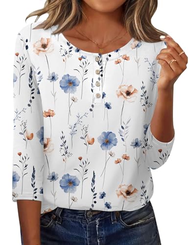 Zeagoo 3/4 Length Sleeve Women Tops Crew Neck Blouses Dressy Casual Summer T Shirts Loose Fit Business Work Clothes2