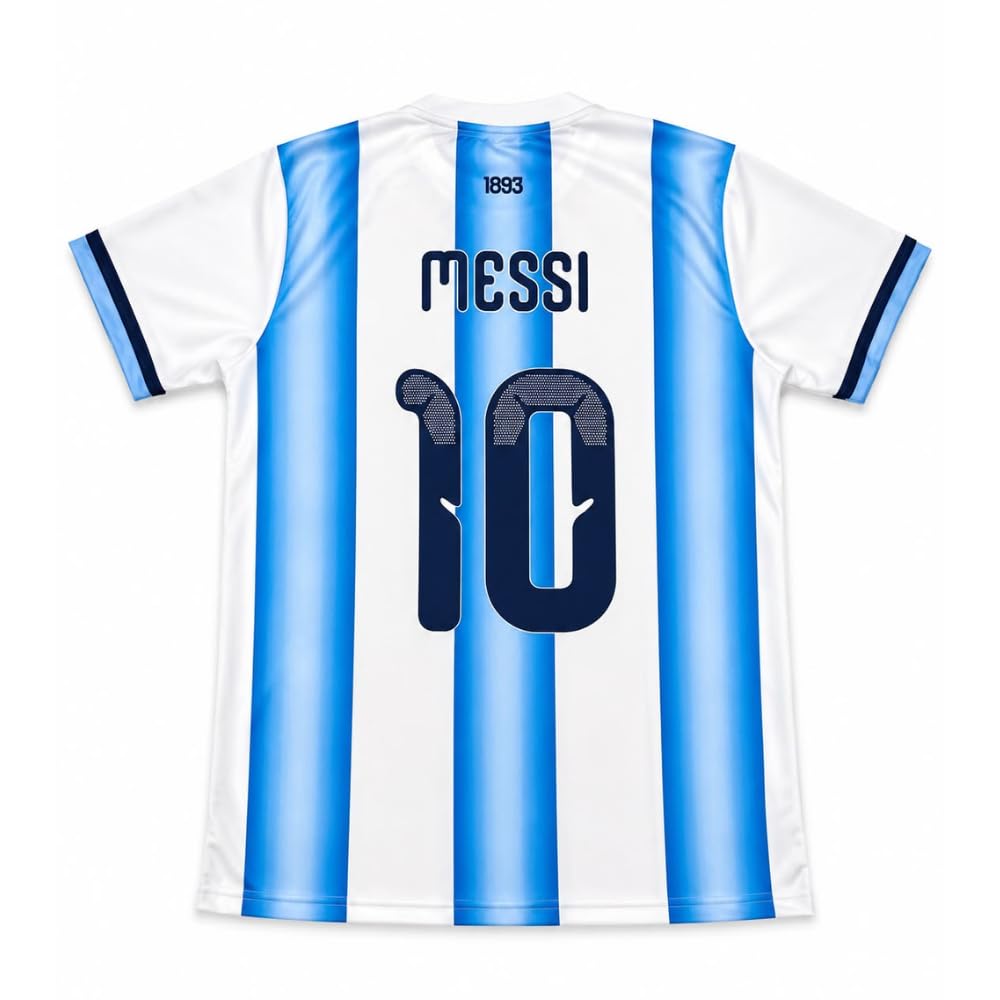 FIFA World Cup Jersey for Men | Size L | Messi Jersey Football T-Shirt | Blue White Striped Sports Jersey | Half Sleeve Breathable DotKnit | Regular Fit | Fan Edition-image-28