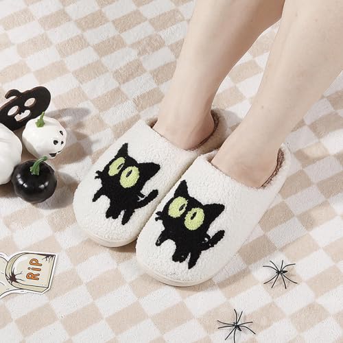 Pumpkin Halloween Slippers for Women Men Memory Foam Cozy Plush Slippers Couple Indoor Hous Slippers3