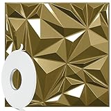 STICKGOO Diamond Wall Panels for Interior Wall Decor, Brushed Gold 3D Wall Decor Panels Peel and Stick, Accent Wall Covering Panels for Lobby, Office, Adhesive Included