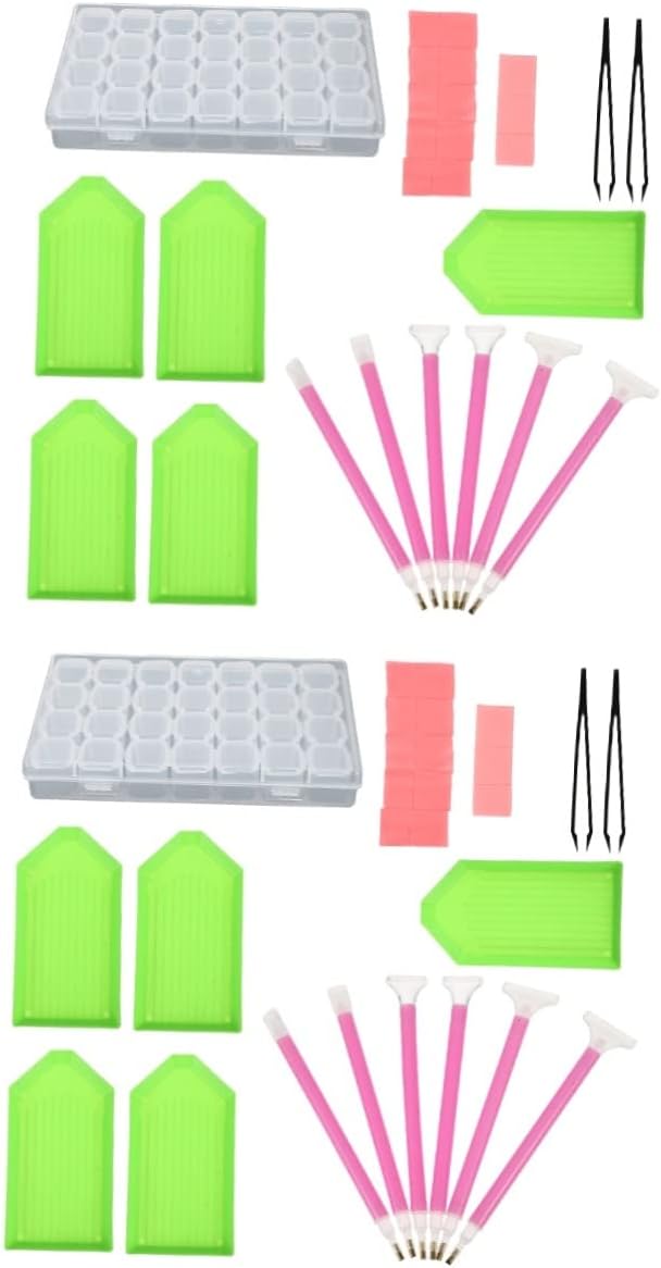 Cabilock 2sets Diamond Art Tools Diamond Tray Rhinestone Pen Bead Storage for Crafting Lightweight and Easy to Grip
