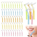 50 Stück Interdentalbürsten Set – 5 Größen (0,6–1,5 mm) – L-förmig, mit Staubschutz – Sanfte Zahnzwischenraumreinigung für Zahnspangen, Implantate & empfindliches Zahnfleisch