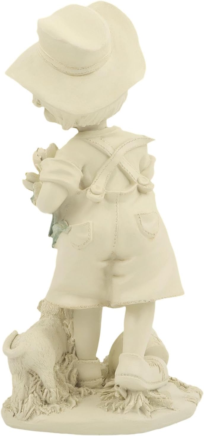 Geila 10" Rustic Child Statue – Garden Decor, Outdoor Statue, Resin Art Figure, Home Accent, Farmhouse Decor (Boy)