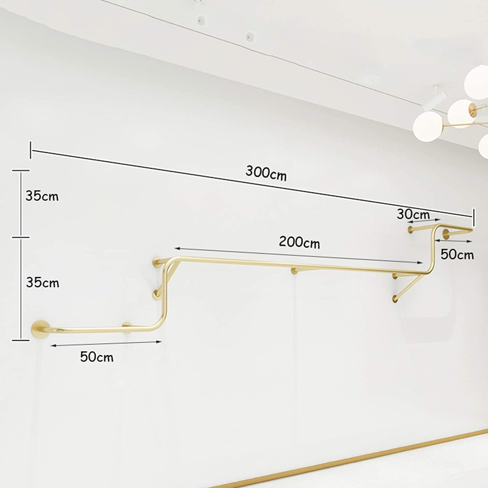 Scaffali espositivi a Parete in Metallo di Ferro per Negozi di Abbigliamento, Asta Appendiabiti Commerciale per Abbigliamento Maschile, Appendiabiti a soffitto/a/300cm