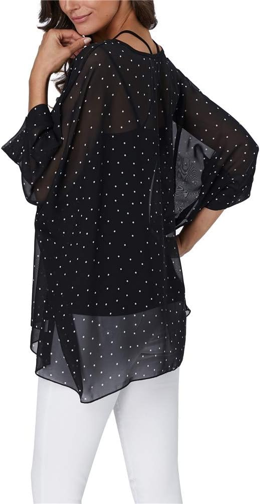 Nicetage Boho Top Sheer Dressy Blouse Chiffon Blouses for Women Sheer Poncho Flowy Batwing Tops Cruise Wear - Image 5