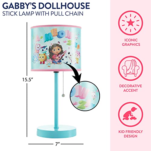 Image of Idea Nuova Gabby's Dollhouse Stick Table Lamp for Kids with Pull Chain