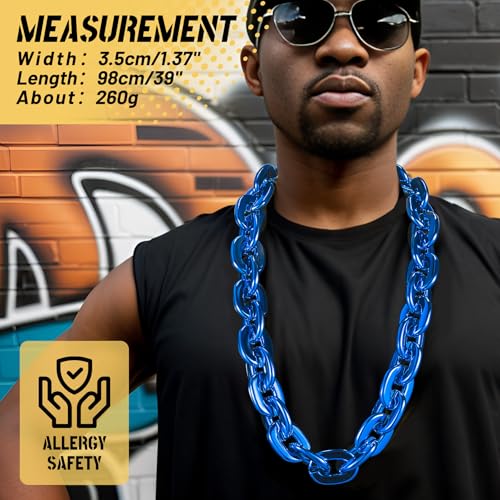 Large Fake Plastic Chain 36 Inch,Hip Hop Rapper Big Fake Necklace,Non-Fadeing,Super long Detachable,Costume Accessory for Men Women2
