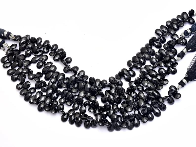 Spinelle noire AAA+ perles briolette en poire pour créations de bijoux haut de gamme