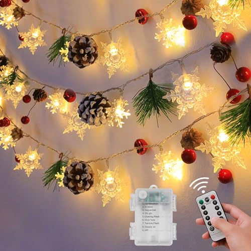 Lichterkette Weihnachten, 2M 20LED Schneeflocken Lichterkette,...