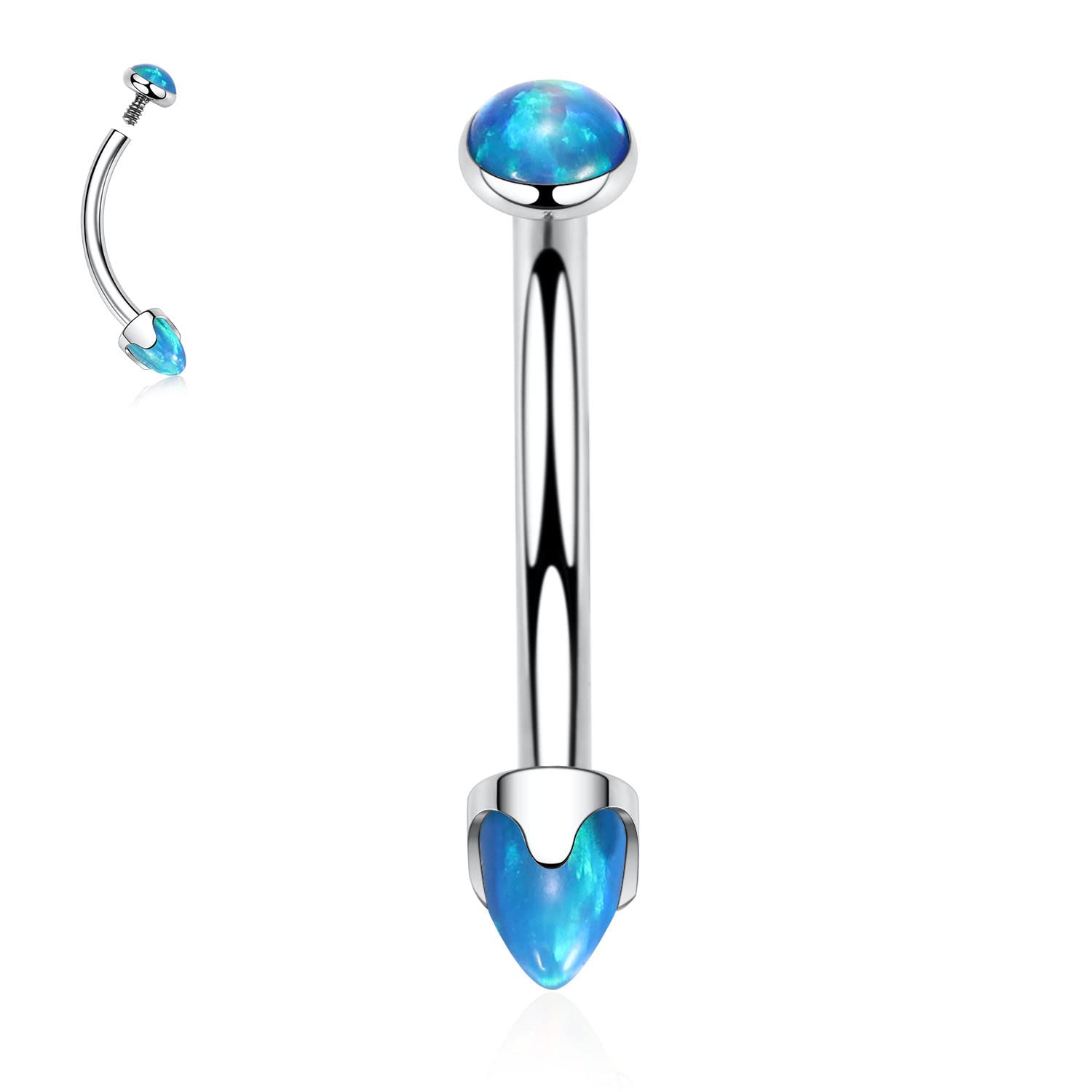 G23 Titanium Rook Piercing Jewelry - 3-Piece Curved Barbell Set 16g 6mm/8mm/10mm