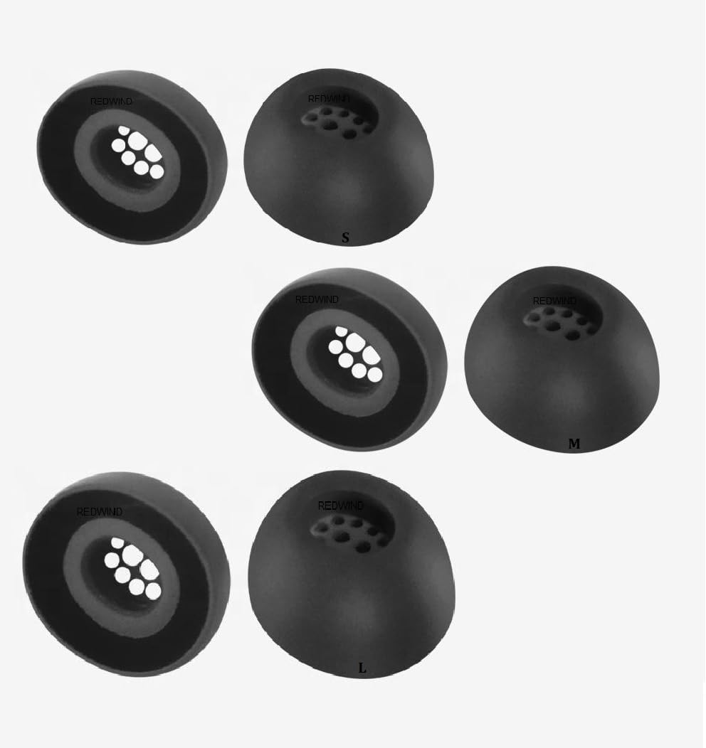 REDWIND Replacement Earphone Silicone Rubber 4p-Medium & 4p-Large EarTips for Realme Boat JBL Oppo Vivo Samsung One Plus Wired & Bluetooth Neackband Earpads (Jali 3-Pair - Black)-image-17