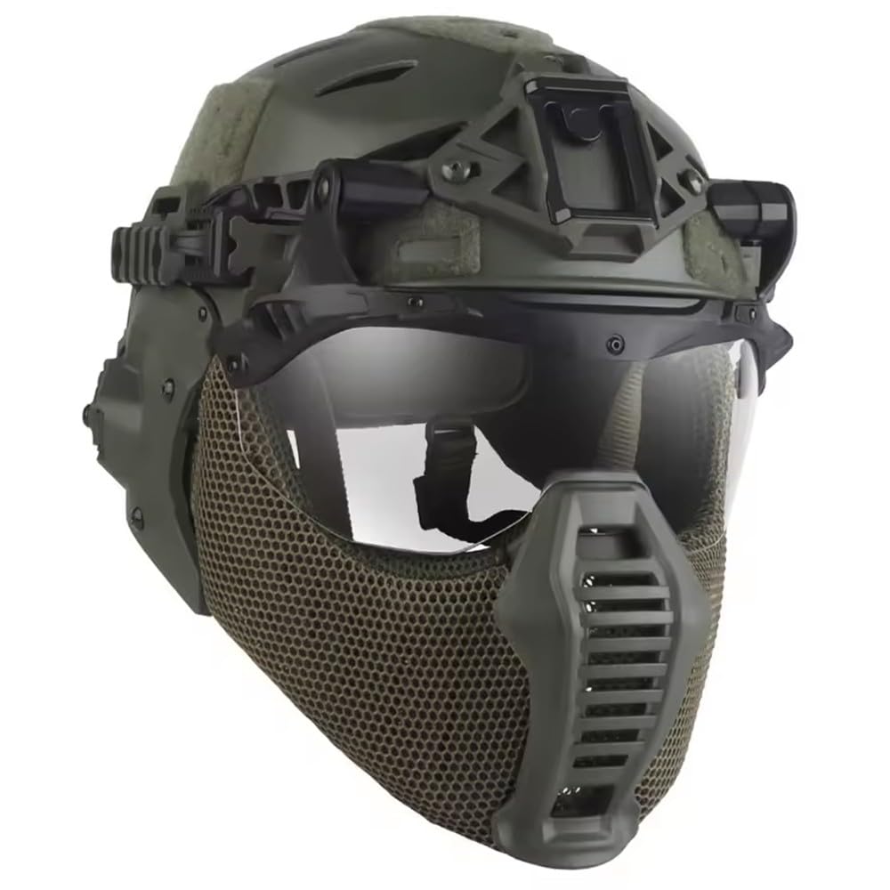 Fotrsta C Tactical Fast Helmet Full Face Protective, Airsoft Helmet With Lear Visor Goggles And Breathable Mesh Mask, Adjustable Lightweight For Paintball Wargame Shooting Outdoor