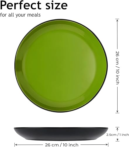 Miniatura 9 de MIAMIO  Juego de 6 platos y platos de cena de cerámica  Colección Le Papillon (10 pulgadas, negro)