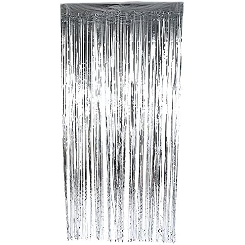 DEWIN Lametta Vorhang,Hänge Lametta Geburtstag Hochzeit Party Wiederverwendbare Folie Lametta Fringe Vorhang Cover