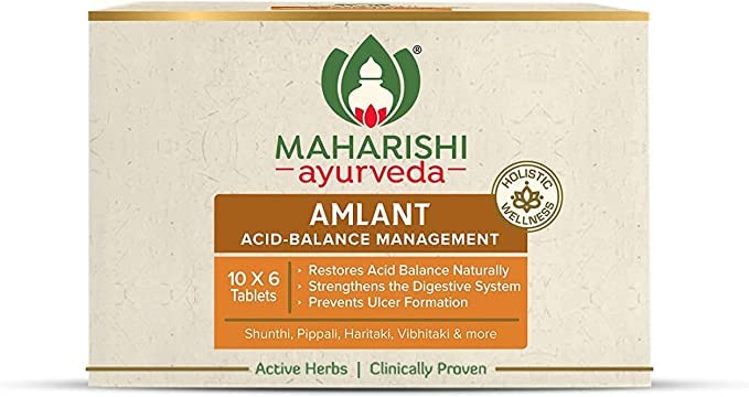 Ayurveda Amlant - for Acidity & Gas Relief | Strengthens The Digestive System |Helps in Balancing Pitta Doshas | 100% Herbal | 60 Tablets | 10 Tablets x 6 Strips x Pack of 1