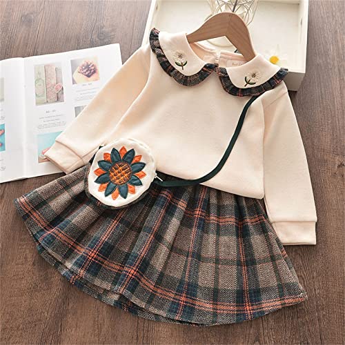 sfdgfhyf Children Clothing for Autumn Kids Babys Toddlers Girls Spring Winter Plaid Knit Sweater Thick Long (White, 7-8 Years)4