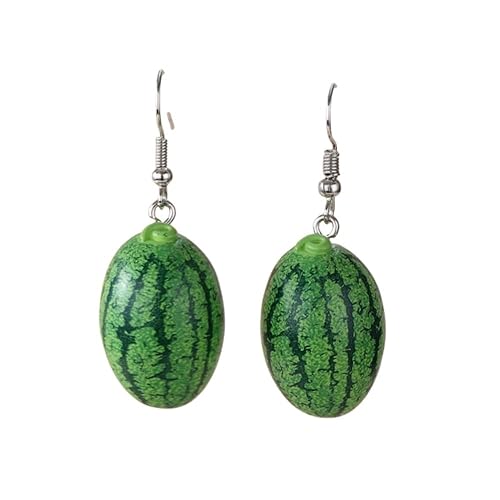 Cute 3D Fruit Dangle Earrings for Women Resin Imitation Food Drop Earrings Acrylic Strawberry Grape Orange Avocado Lemon Earrings Jewelry Gift- - Watermelon