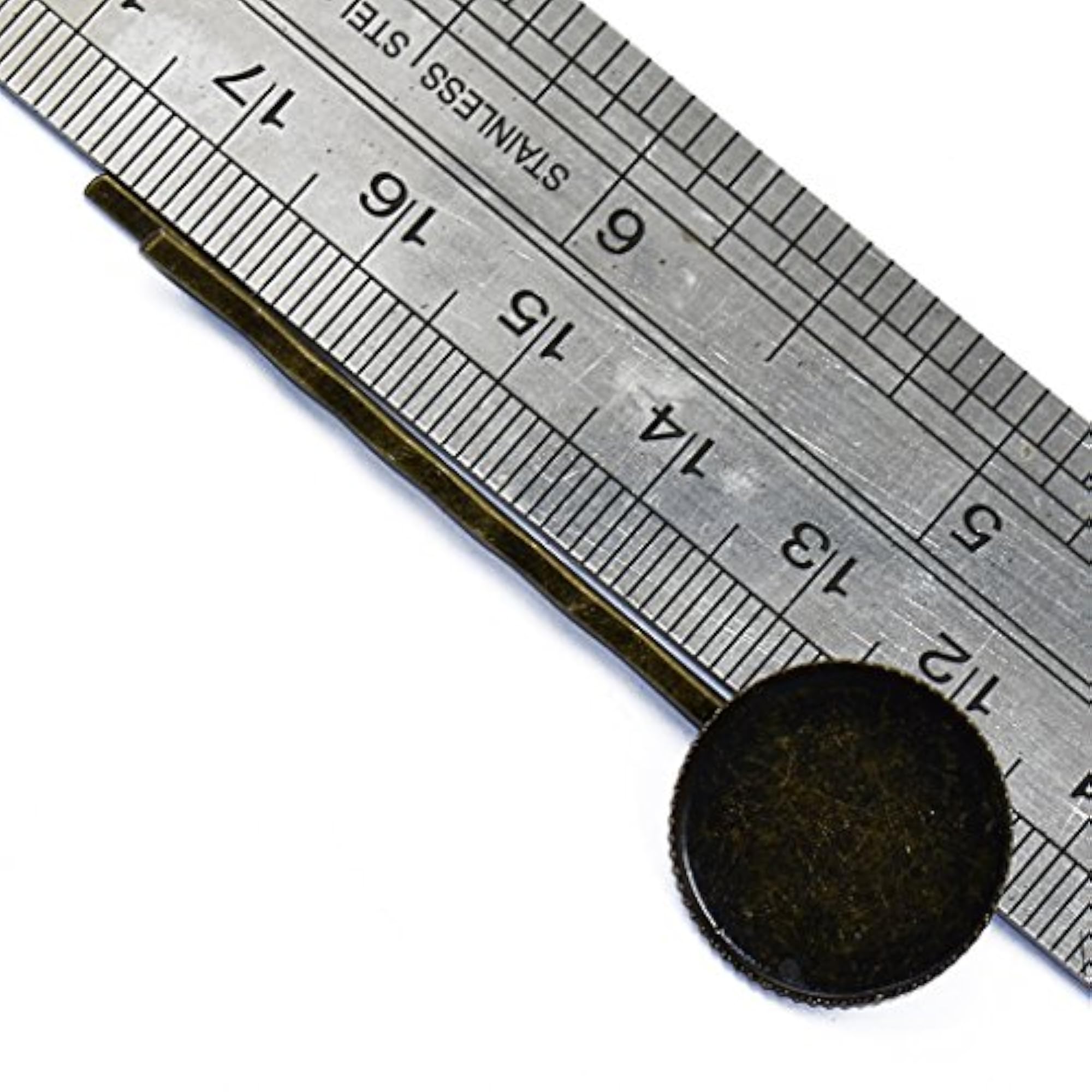 Antique Bronze Pin Hair Slide Clips with Bezel Setting