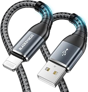 BLACKSYNCZE iPhone Charger Cable, [MFi Certified] 3M/9.9FT Lightning Cable Nylon Braided Fast iPhone Charging Cable Lead Compatible with iPhone 11 12 13 Pro Max Mini 10 XR XS X 8 7 6 and more, Gray
