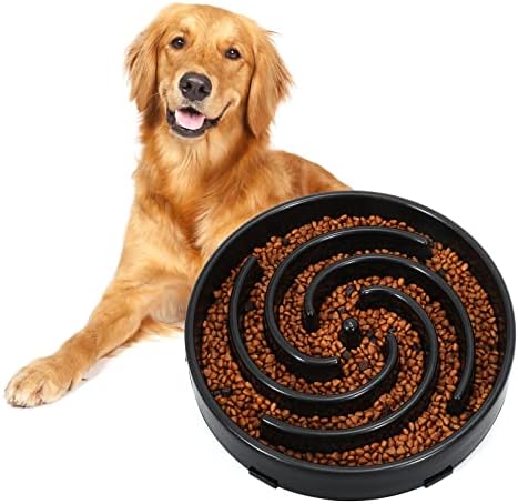 Slow Feeder Large Dog Bowls for Large Medium Dog Non Slip Maze Puzzle Bowl Pet Slower Food Feeding Dishes Interactive Bloat Stop Dog Bowl Preventing Choking Healthy Dog Bowl, Black